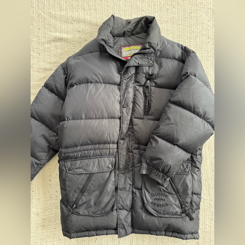 VINTAGE Guide Series AWPS Down Puffer Parka Jacket Black Medium Gorpcore Heavy